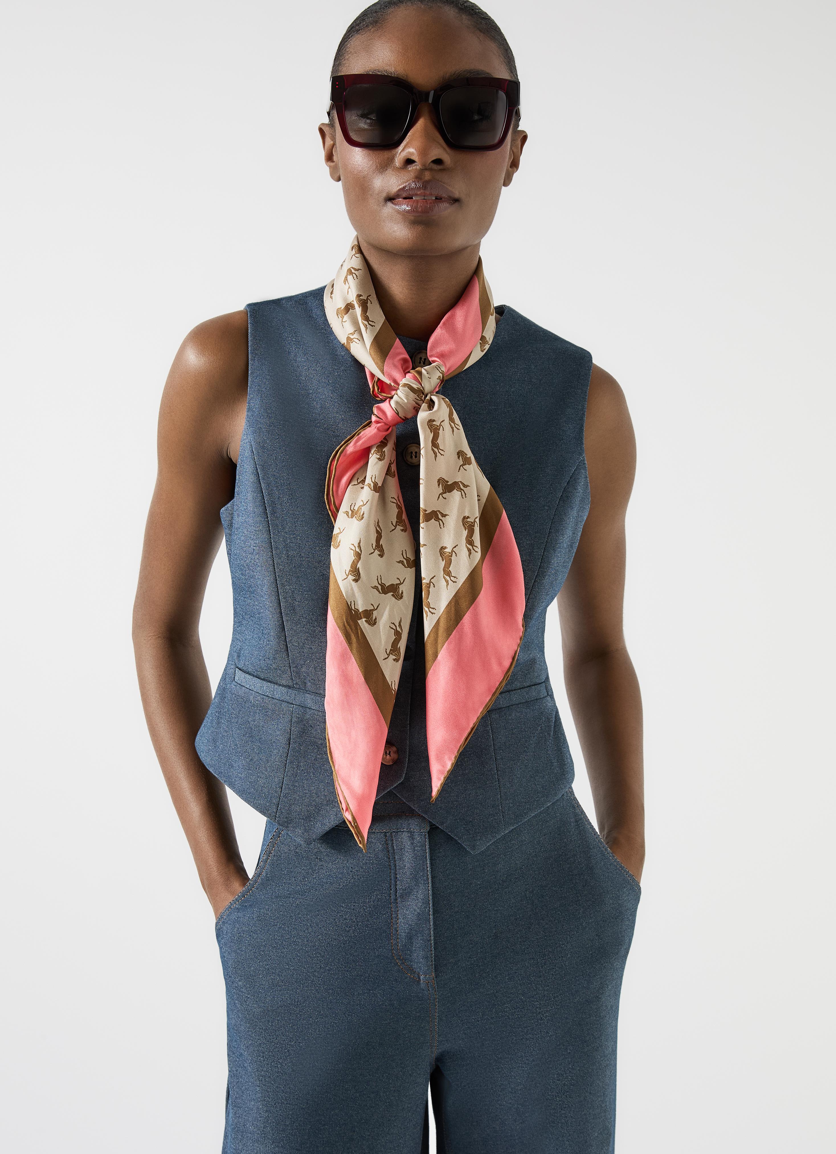 Sc Smith Multi Silk Horse Silk Scarf 90X90cm | Scarves & Wraps